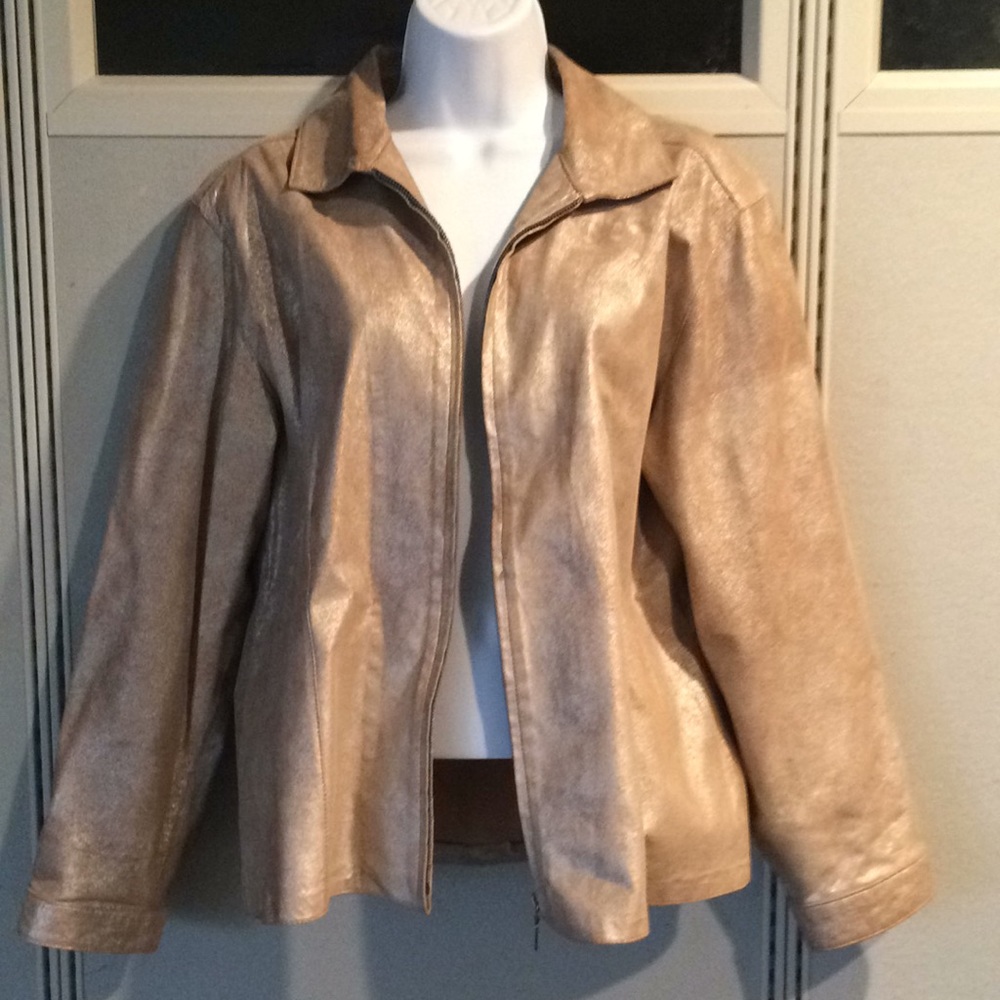 CHICO'S light tan metallic jacket, size 3